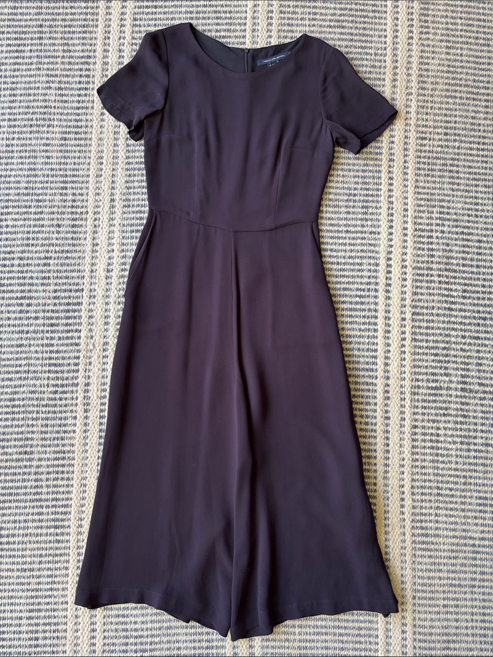French Connection Navy Short Sleeve Wide Leg Jumpsuit